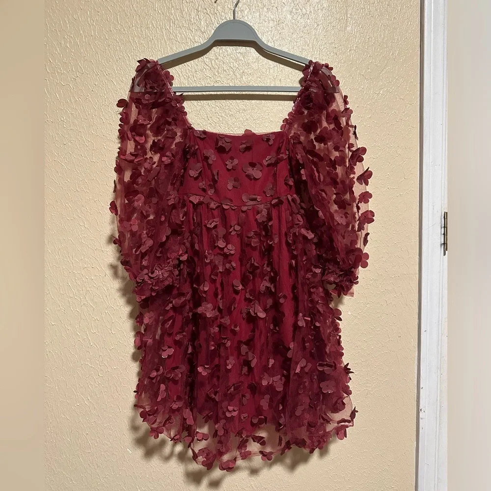 NWT Storia 3D‎ Flowers Baby Doll Mini Dress Size Small Lined